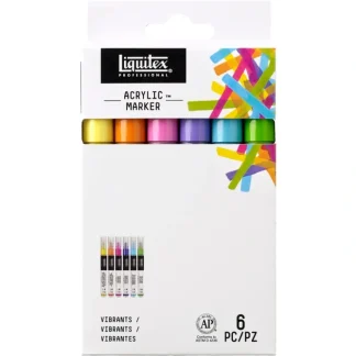 Liquitex Acrylic Markers - Set of 6 x 2mm - Vibrant Colours - Little Painter Art | Exploring the Endless Possibilities of Art^ Clearance