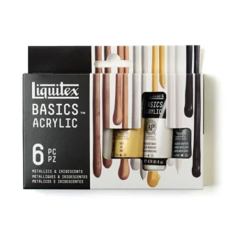 Liquitex Basics Acrylic - Set of 6 x 22ml - Metallics and Iridescents - Little Painter Art | Exploring the Endless Possibilities of Art^ Cheap