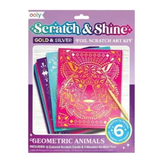 Ooly Scratch & Shine Foil Scratch Art Kit - Geometric Animals - Little Painter Art | Exploring the Endless Possibilities of Art^ New