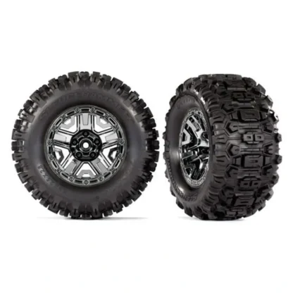 9072 Traxxas Tires & wheels, assembled, glued (black chrome 2.8" wheels) - Little Painter Art | Exploring the Endless Possibilities of Art Discount