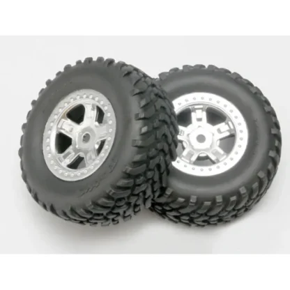 7073 Traxxas Tires and wheels, assembled, glued (SCT satin chrome) - Little Painter Art | Exploring the Endless Possibilities of Art Fashion